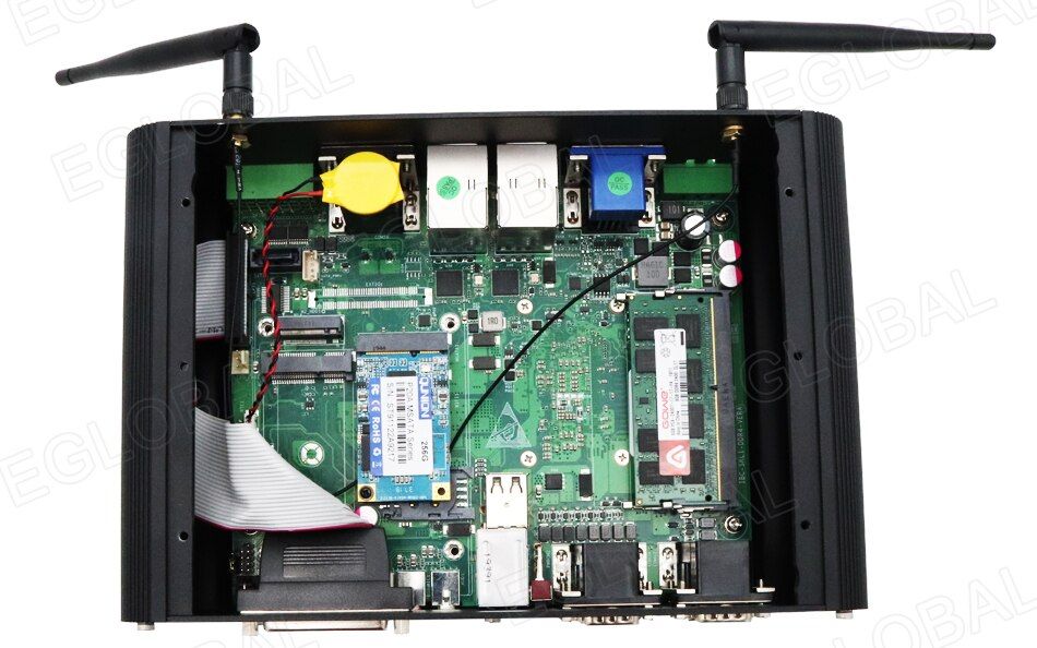 Inside of Fanless Industrial Mini Computer G8 z Intel i7-10510U DDR4, SSD, M.2, RS232/RS485/RS422, GPIO, DC 9V~36V, 4G