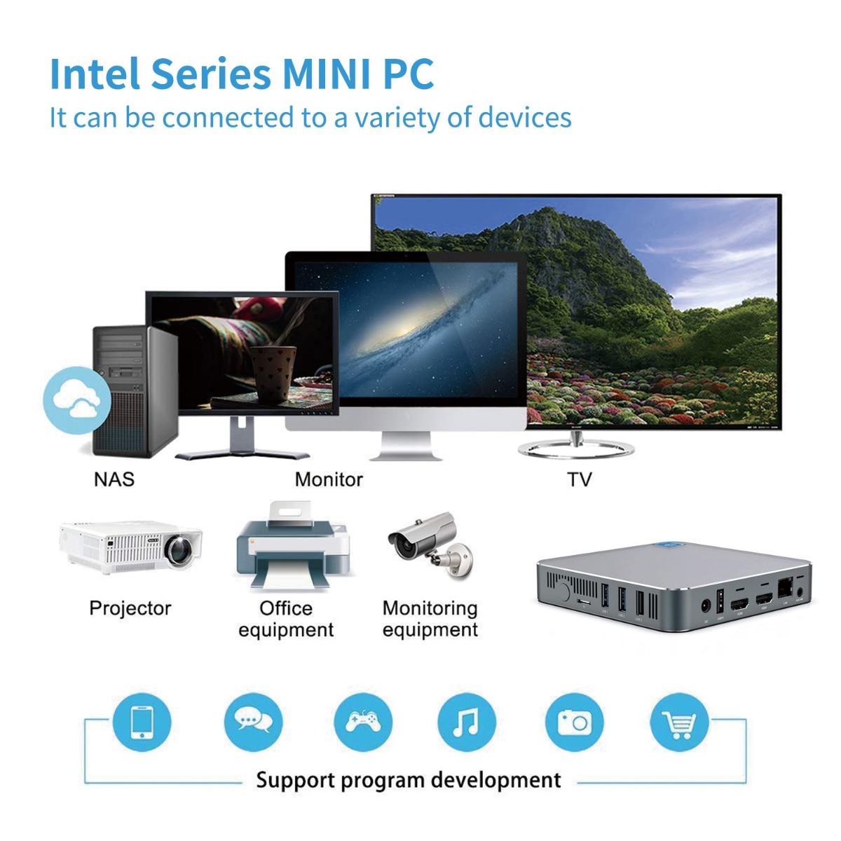 Ultra Mini PC GK7 | Intel Series MINI PC It can be connected to a variety of devices NAS Monitor HBlEk Office Monitoring Projector equipment equipment Support program development